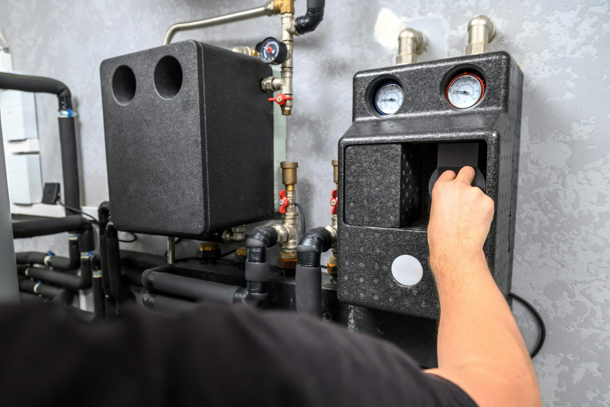 Modern electric boiler room in the house
